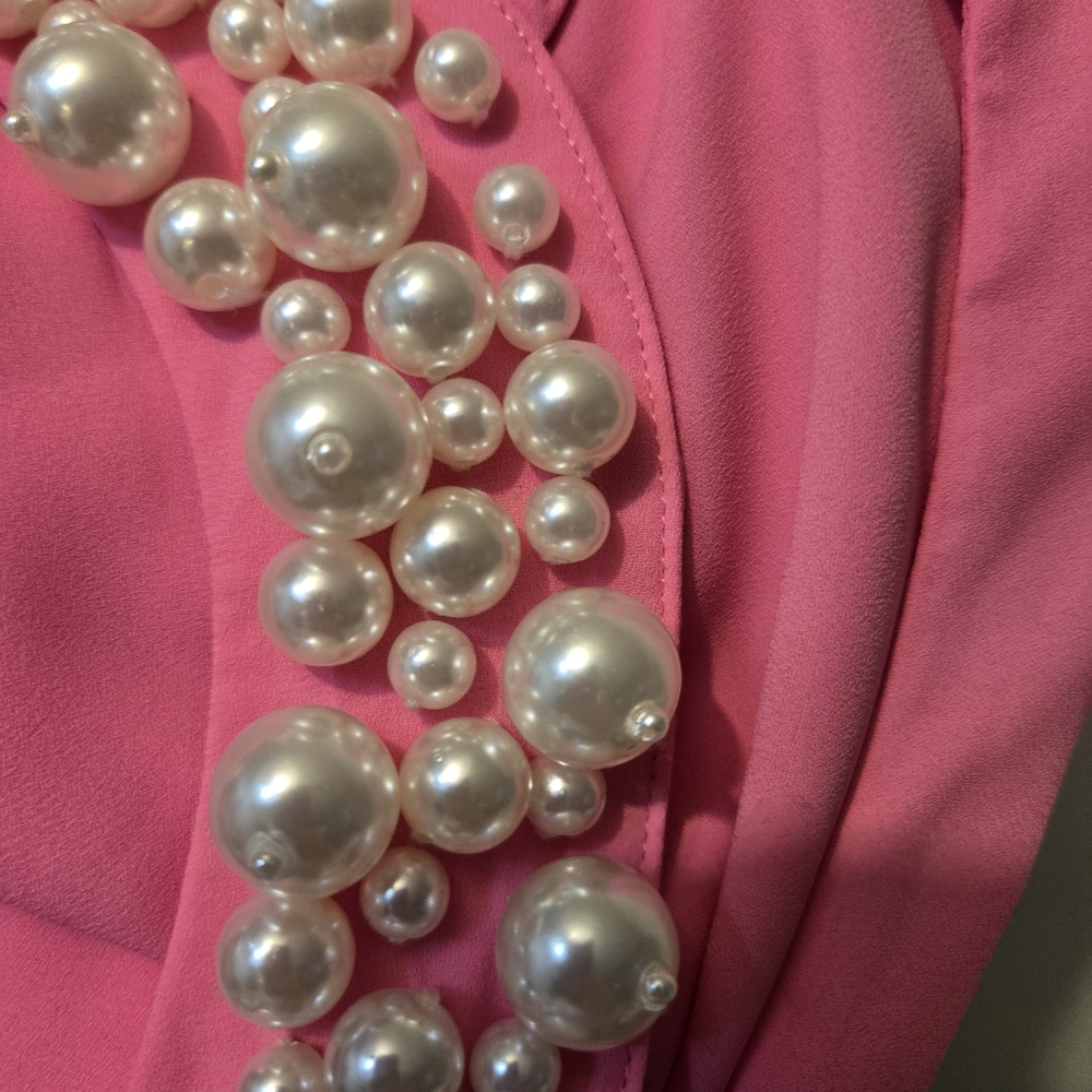 Lully Pulitzer legant Pink Pearl-Embellished Women's Top - Picture 6 of 9